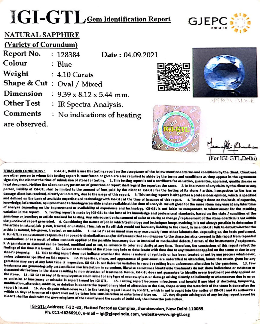 4.10/CT Nature Neelam with Govt Lab Certificate-BLUSA9W