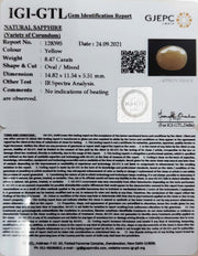 8.47/CT Natural Yellow Sapphire with Govt Lab Certificate-(1221)