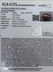 3.52/CT Natural Scapolite Cat's Eye with Govt. Lab Certified-(1221)