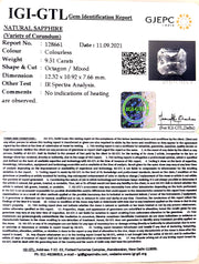 9.51/CT Natural White Sapphire with Govt Lab Certificate-128661