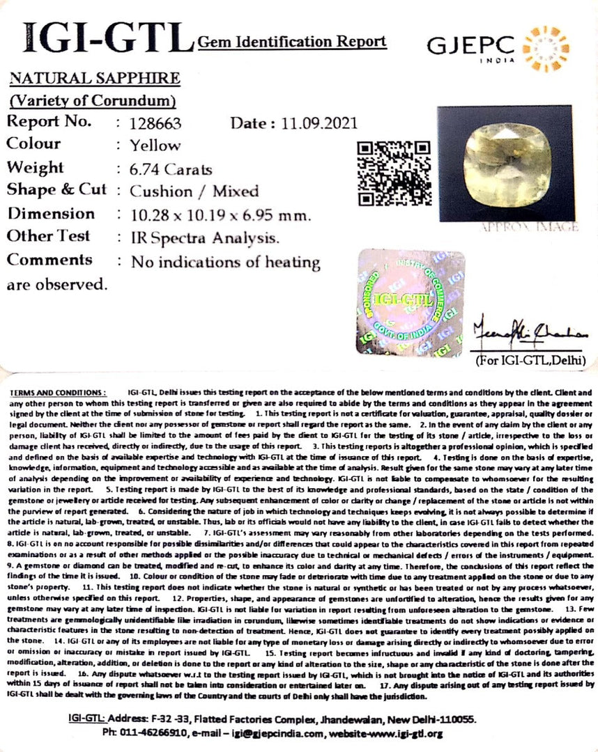6.74/CT Natural Ceylonese Pukhraj with Govt Lab Certificate-YELSA9U