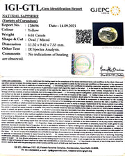6.61/CT Natural yellow sapphire with Govt Lab Certificate-YELSA9V