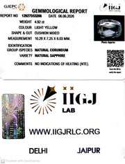4.92/CT Natural Yellow Sapphire With Govt Lab Certificate-12927D53206