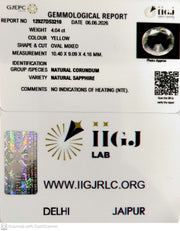 4.04/CT Natural Yellow Sapphire With Govt Lab Certificate-12927D53210