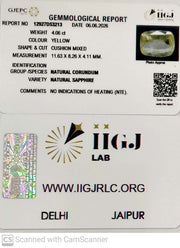 4.06/CT Natural Yellow Sapphire With Govt Lab Certificate-12927D53213