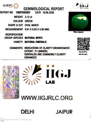 3.12/CT Natural Panna Stone with Govt. Lab Certificate-12927D53251
