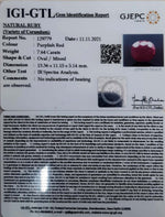 Load image into Gallery viewer, 7.64/CT Natural Ruby Stone with Govt. Lab Certificate-129779