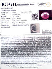 7.52 Ratti Natural New Burma Ruby with Govt. Lab Certificate-(3441)