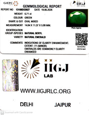 6.71/CT Natural Panna Stone with Govt. Lab Certificate-13108D53927