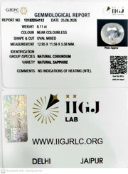 8.11/CT Natural White Sapphire with Govt Lab Certificate-13182D54112