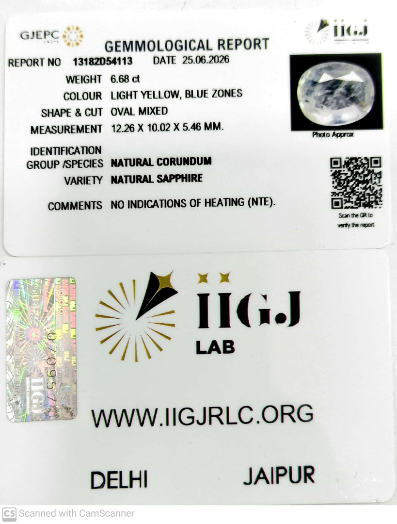 6.68/CT Natural Pitambari Stone with Govt Lab Certificate (8991)