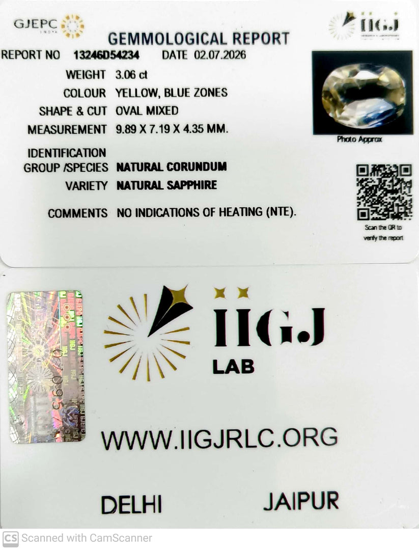 3.06/CT Natural Pitambari Stone with Govt Lab Certificate (45510)