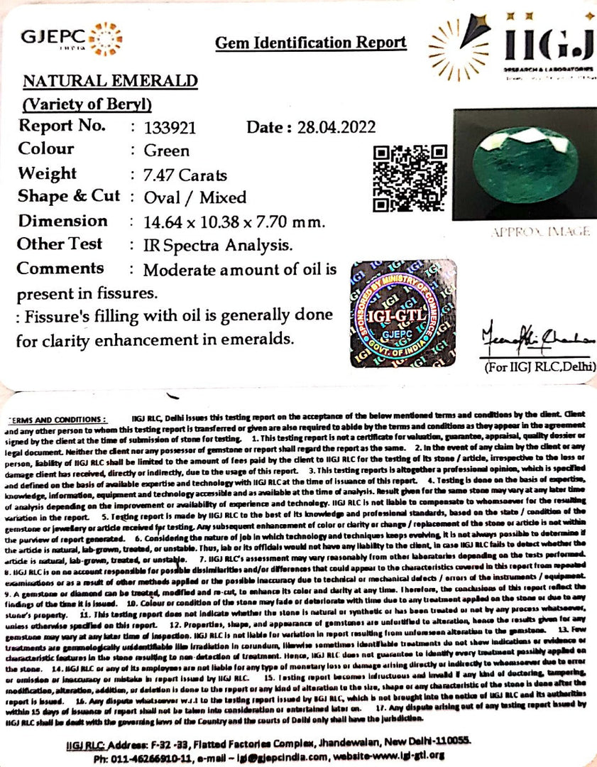 8.29 Ratti Natural Panna stone with Govt. Lab Certified-3441