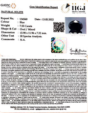 7.55/CT Natural Iolite with Govt Lab Certificate-(832)