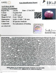 11.99/CT Natural Ruby Stone with Govt. Lab Certificate-136196