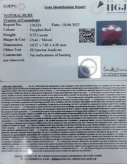 3.73/CT Natural Mozambique Ruby with Govt. Lab Certificate-7881