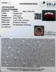 6.79/CT Natural Neo Burma Ruby with Govt. Lab Certificate-5661