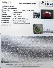 4.96/CT Natural Neo Burma Ruby with Govt. Lab Certificate-5661