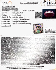 4.98/CT Natural Neo Burma Ruby with Govt. Lab Certificate-4551