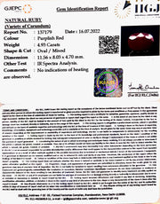 4.93/CT Natural Neo Burma Ruby with Govt. Lab Certificate-5661