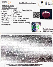 7.51/CT Natural Mozambique Ruby with Govt. Lab Certificate-7881