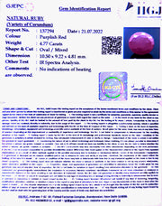 4.77/CT Natural Ruby with Govt. Lab Certificate (34410)