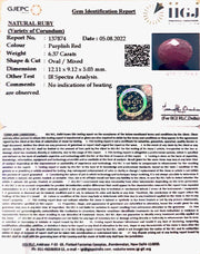 6.37/CT Natural Mozambique Ruby with Govt. Lab Certificate-(RUBY9U)