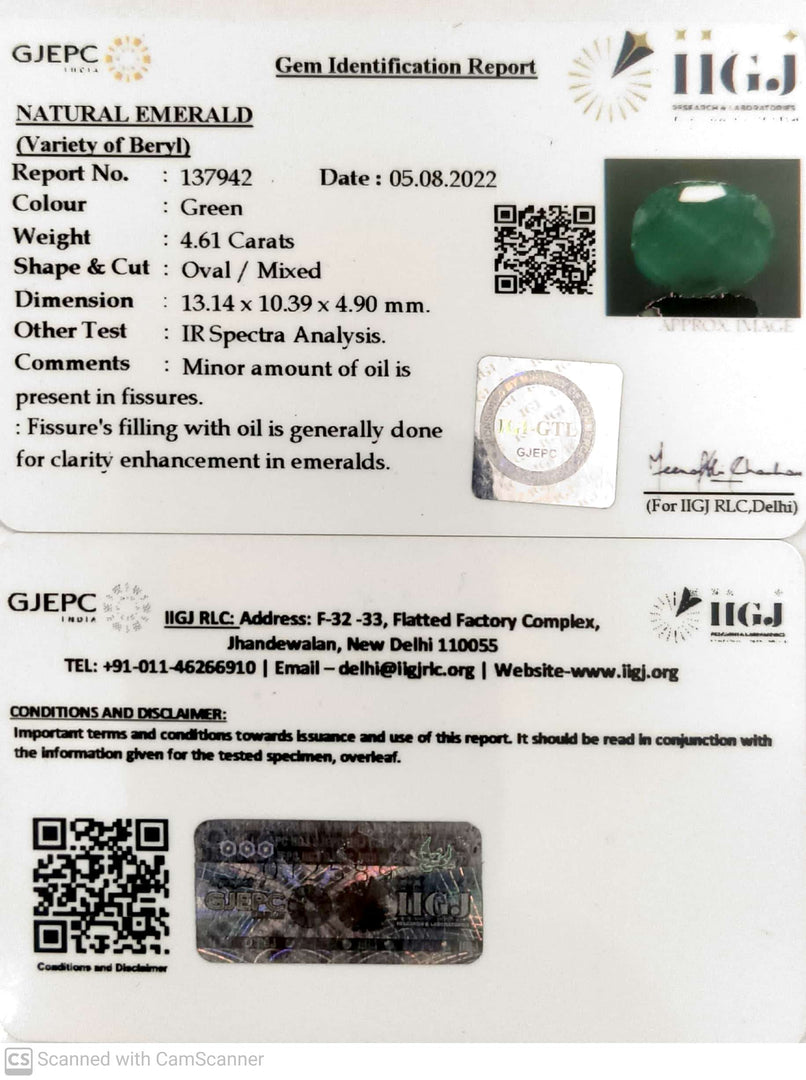 4.61 Carat Natural Panna Stone with Govt. Lab Certified-12210