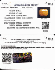 8.47/CT Natural Ceylonese Pukhraj with Govt Lab Certificate-6771