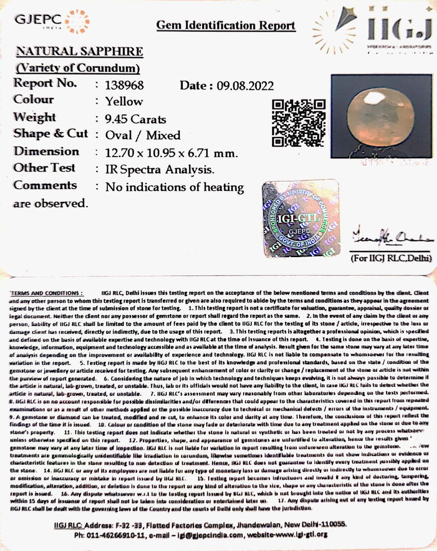 9.45/CT Natural Ceylonese Pukhraj with Govt Lab Certificate-6771