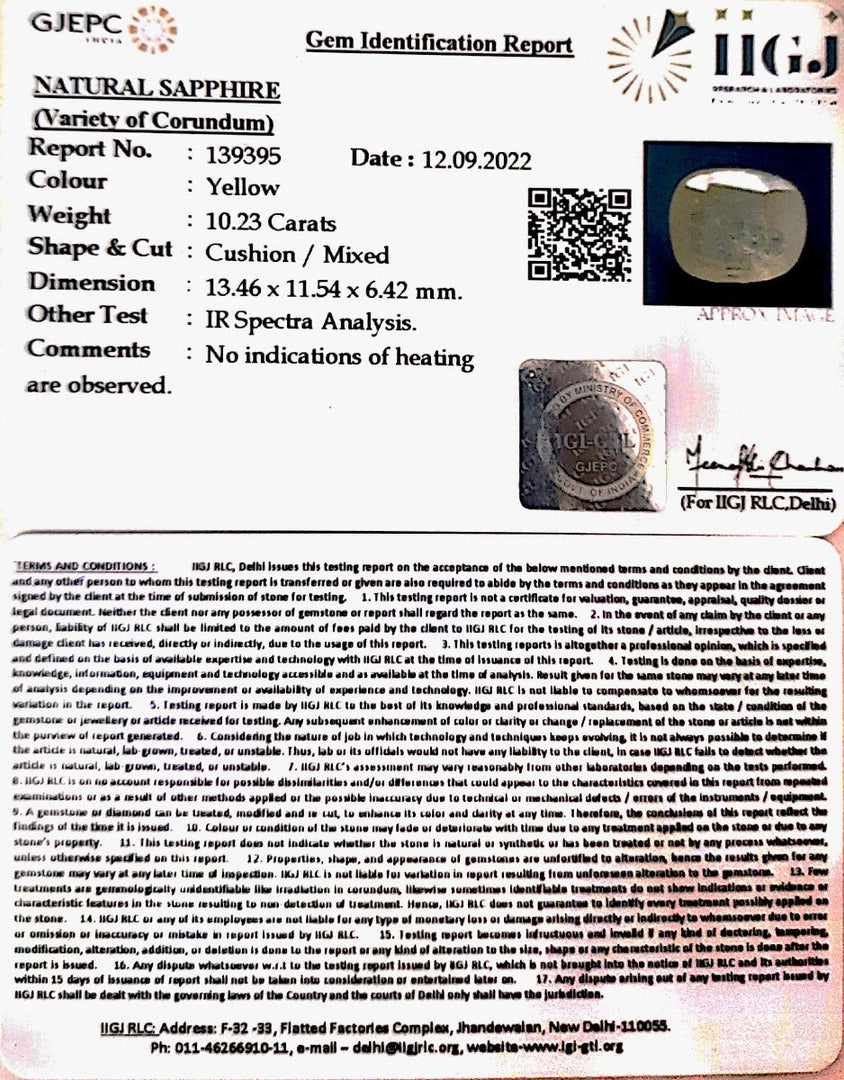 10.23 Carat Natural Ceylonese Pukhraj with Govt Lab Certificate-6771