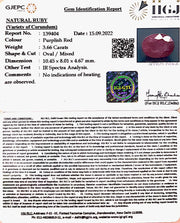 3.66/CT Natural Mozambique Ruby with Govt. Lab Certificate-(12210)