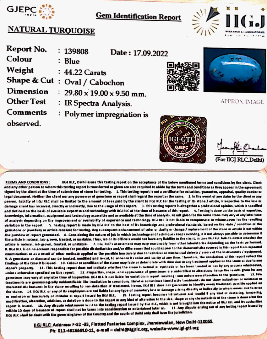 44.220 Carat Turquoise-(1221)