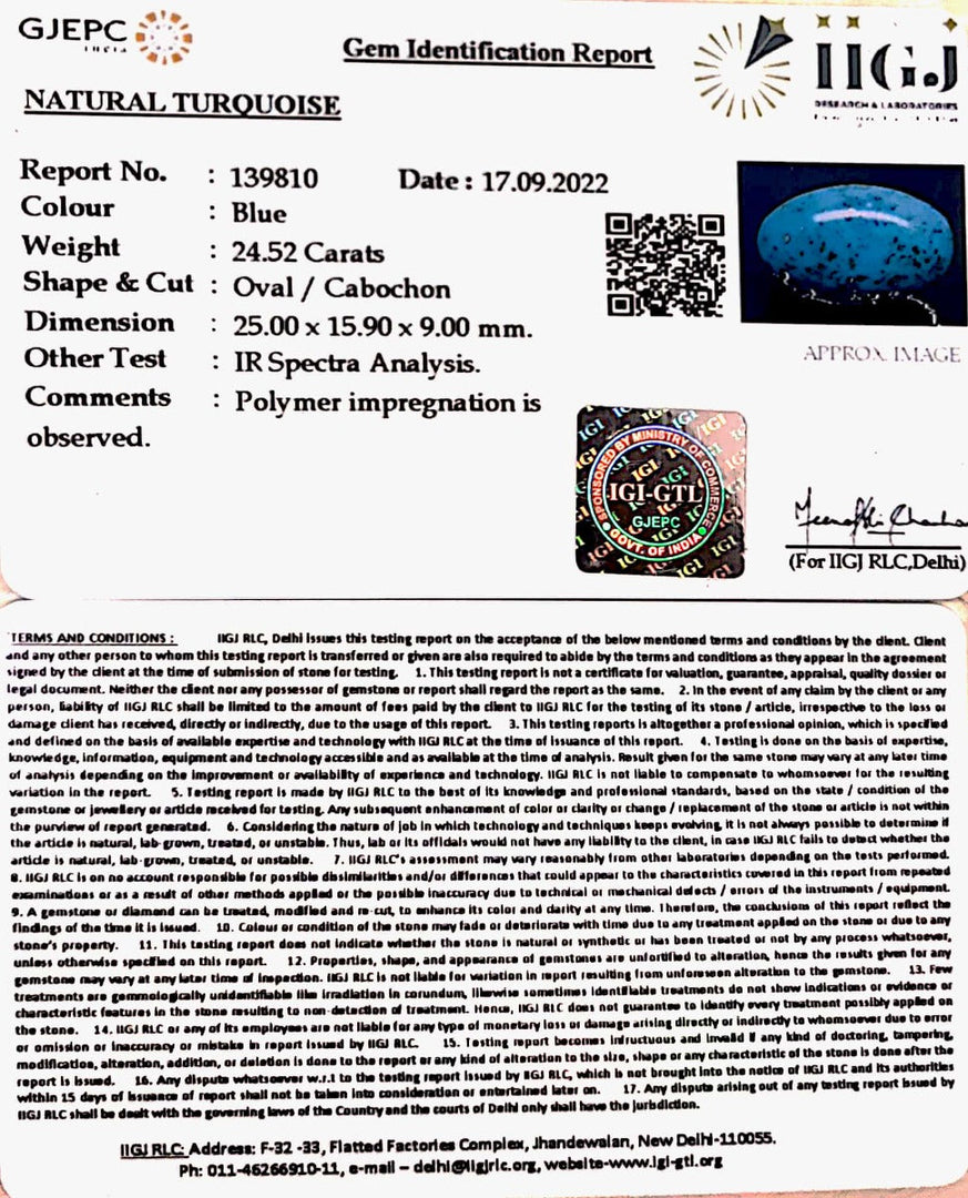 24.526 Carat Turquoise-(1221)