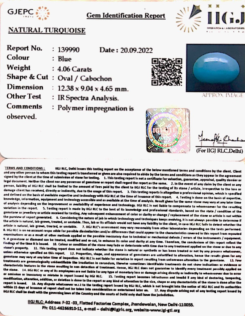 4.06 Carat Turquoise-(832)