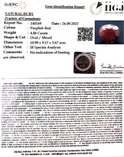 4.50 /CT Natural Indian Ruby with Govt. Lab Certificate-(1221)
