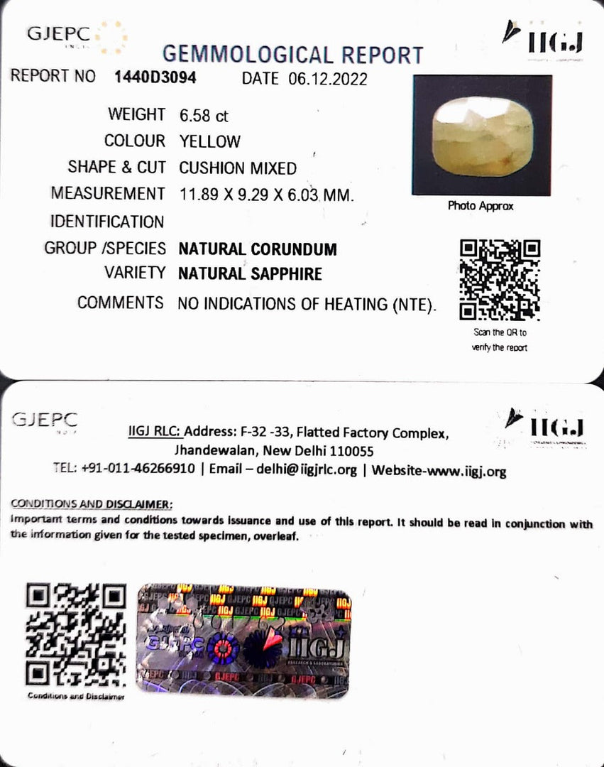 6.58/CT Natural Ceylonese Pukhraj with Govt Lab Certificate-4551