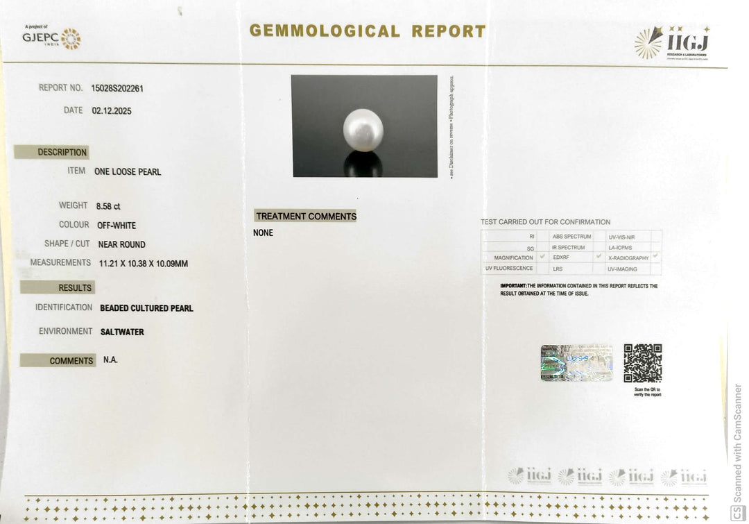 8.58/CT Natural South Sea Pearl With Lab Certificate (1550)