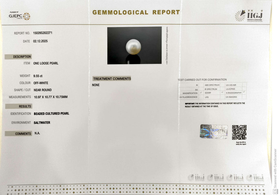 9.55/CT Natural South Sea Pearl With Lab Certificate (1550)