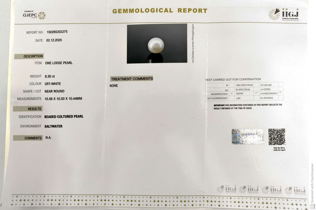 8.3/CT Natural South Sea Pearl With Lab Certificate (1550)
