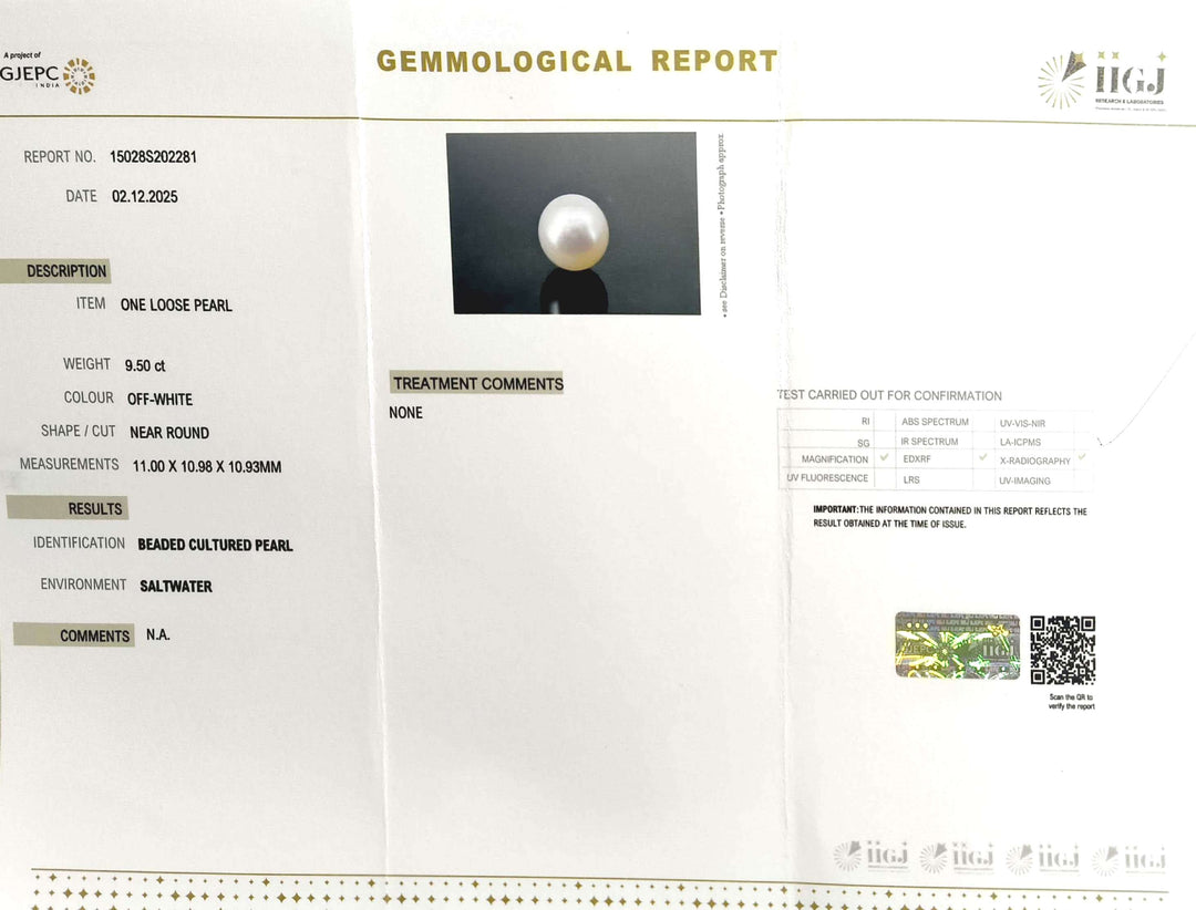 9.5/CT Natural South Sea Pearl With Lab Certificate (1550)