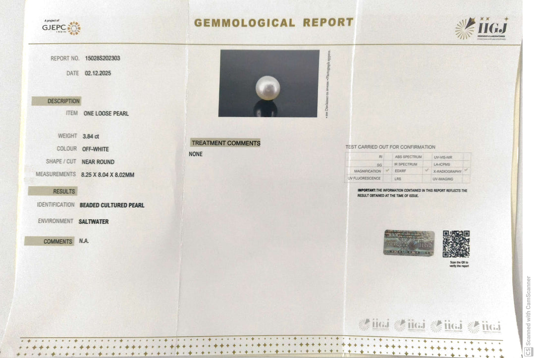 3.84/CT Natural South Sea Pearl With Lab Certificate (1550)