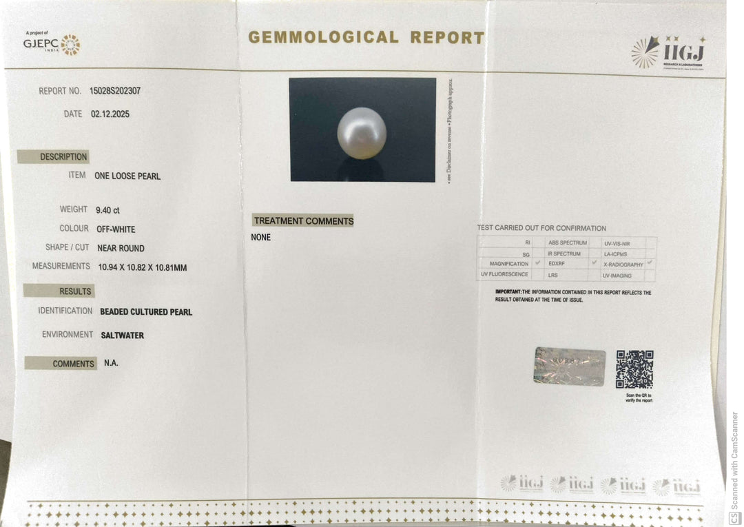 9.40/CT Natural South Sea Pearl With Lab Certificate (1550)