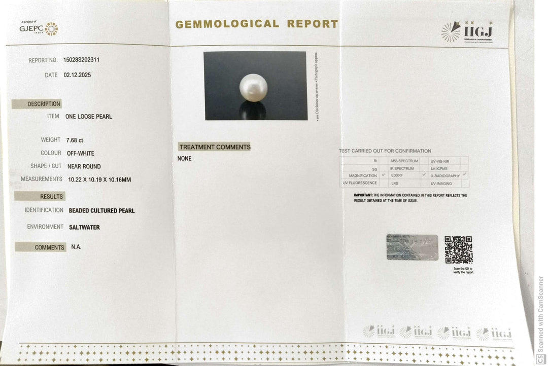 7.68/CT Natural South Sea Pearl With Lab Certificate (1550)