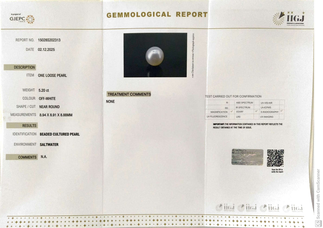 5.20/CT Natural South Sea Pearl With Lab Certificate (1550)