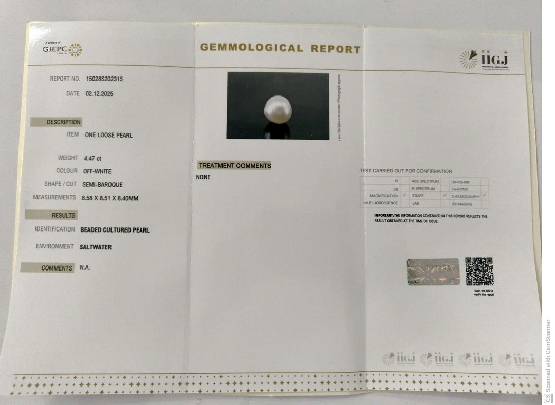 4.47/CT Natural South Sea Pearl With Lab Certificate-15028S202315