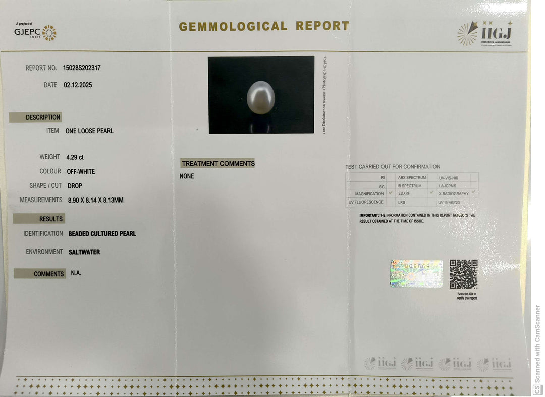 4.29/CT Natural South Sea Pearl With Lab Certificate-15028S202317