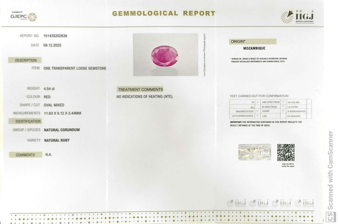 3.90/CT Natural Mozambique Ruby Stone with Govt. Lab Certificate-15143S202640
