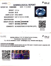 3.12/CT Natural Blue Sapphire with Govt Lab Certificate-BLUSA9T