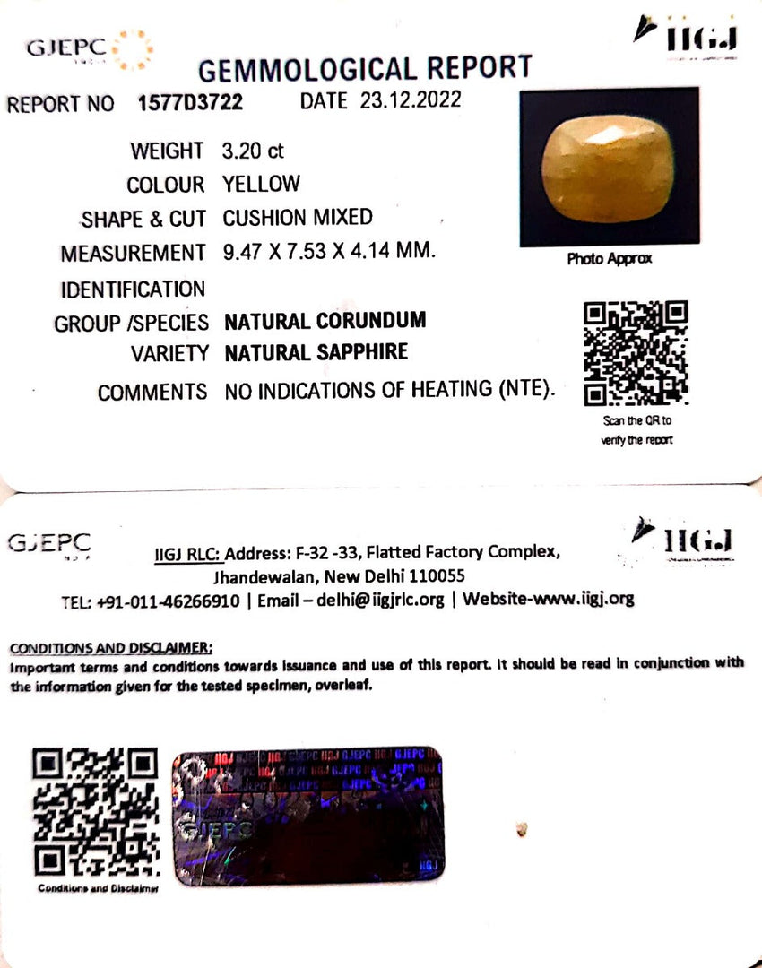 3.20/CT Natural Ceylonese Pukhraj with Govt Lab Certificate-4551
